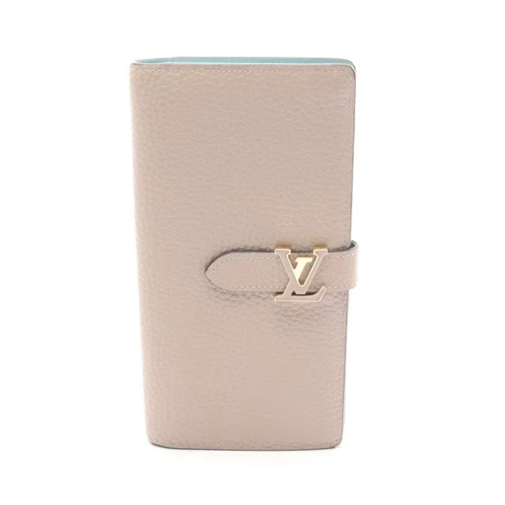 Louis Vuitton LV Vertical Wallet Bi fold Long Leather Beige Cream